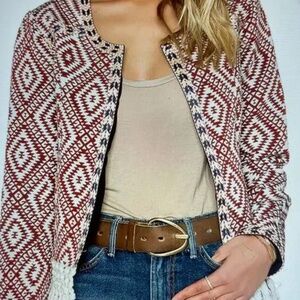 Tularosa Red Fringe Sante Fe Bohemian Southwest Blazer Jacket XS